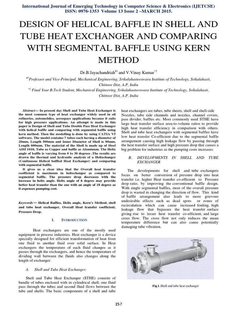 882design of Helical Baffle in Shell and Tube Heat Exchanger and