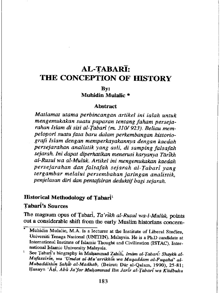 Tabari Conception of History | PDF | Muhammad | Historian