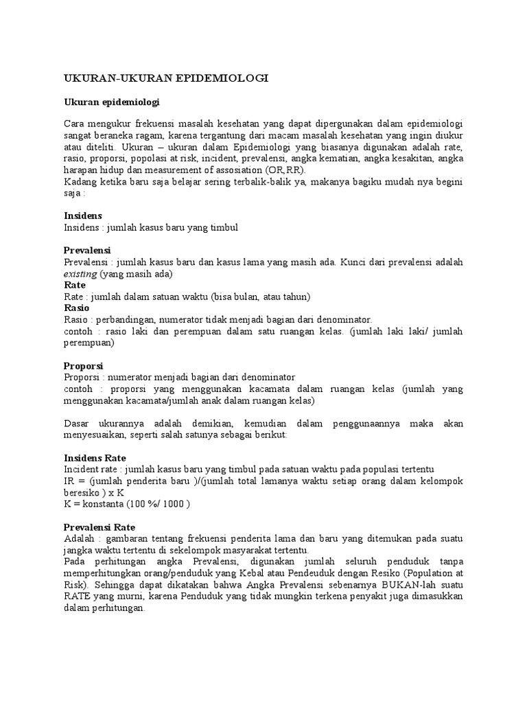 Ukuran Epidemiologi