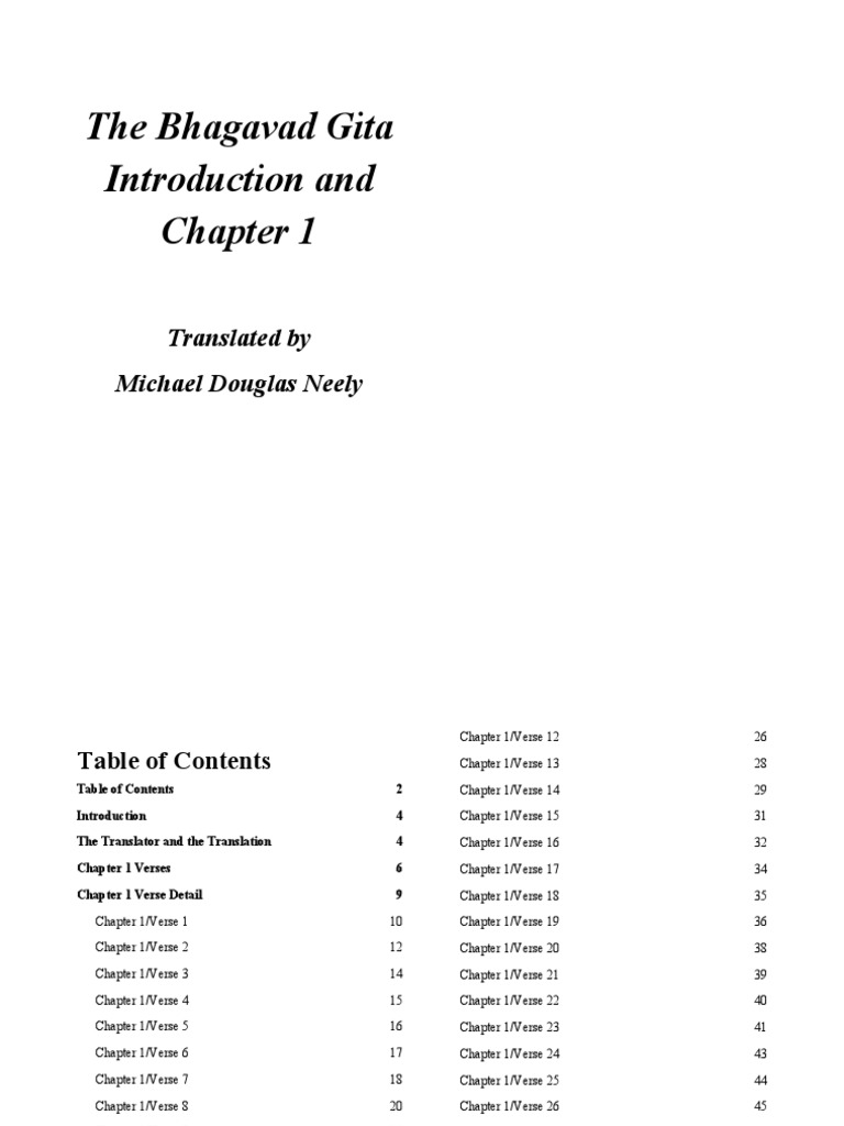 The Bhagavad Gita Introduction And Chapter 1 Word For Word