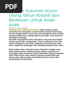 Download Contoh Susunan Acara Ulang Tahun Kreatif Dan Berkesan Untuk Anak by irpansyah putra SN348467983 doc pdf
