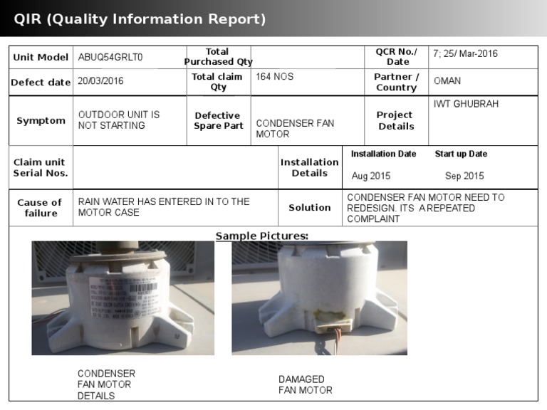 Qir Iwt Condenser Fan Motor Failure PDF Nature