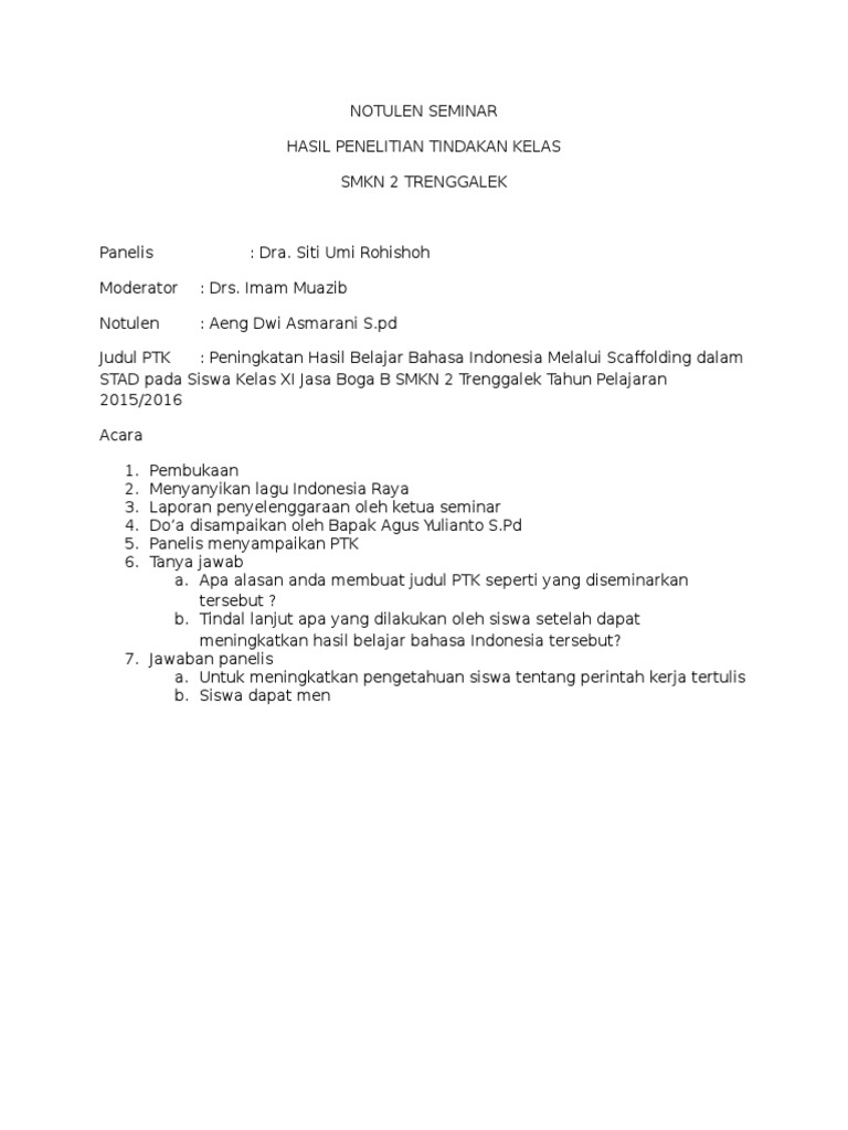 Notulen Seminar