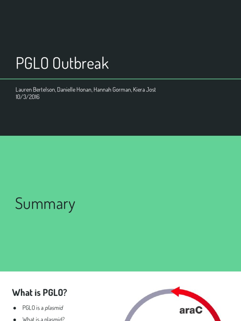 Pglo Powerpoint | PDF | Green Fluorescent Protein | Plasmid