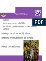 Fixed Automation: Advantages: Low Unit Cost and High Volume Limitations: Minimal Variety, High Cost To Change