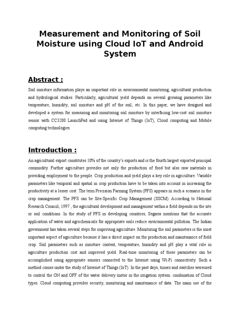 Cloud IoT Soil Moisture Monitoring System | PDF | Internet Of Things ...