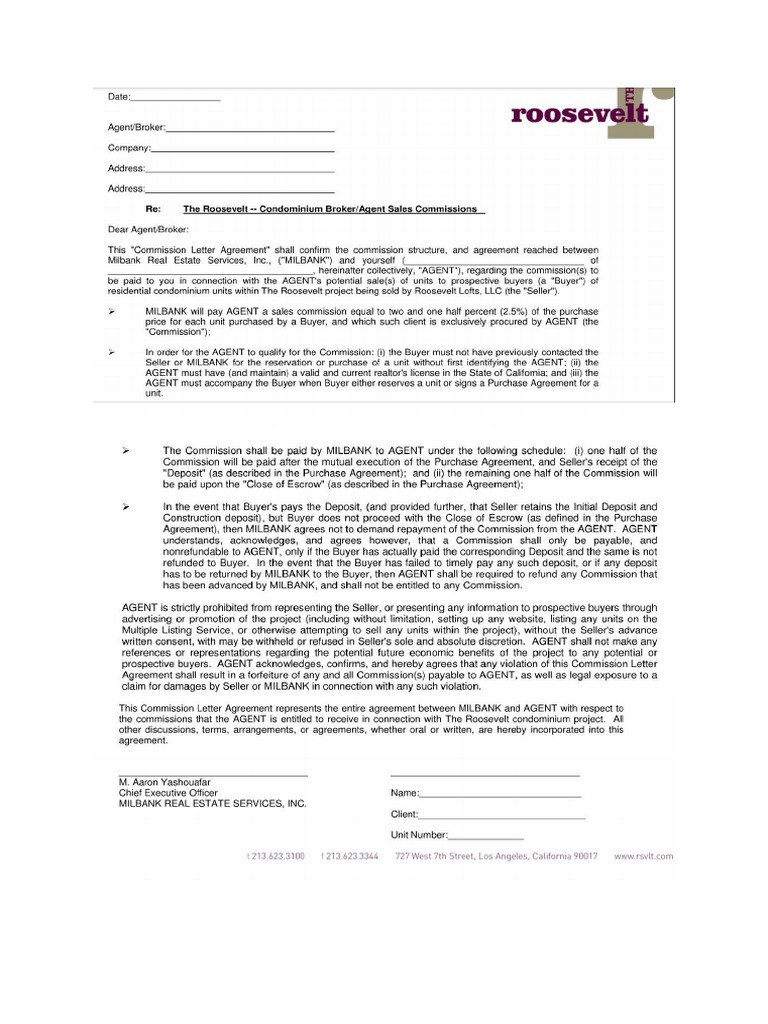 Letter of Commission Agreement Sample | PDF