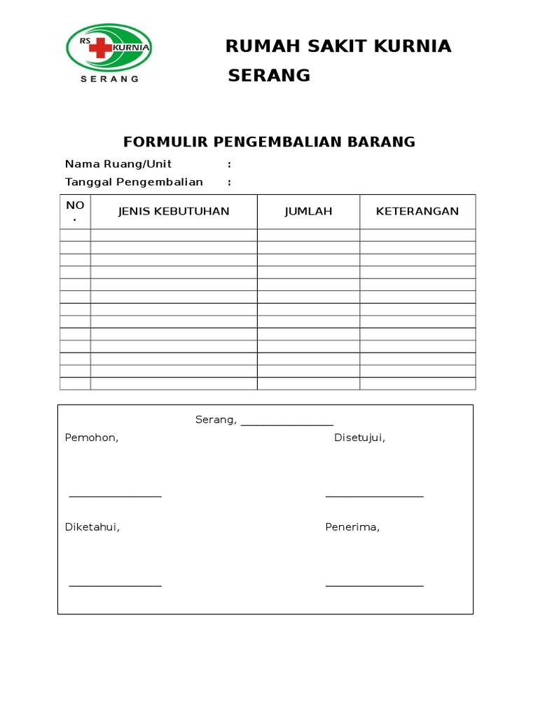 Formulir Pengembalian Barang