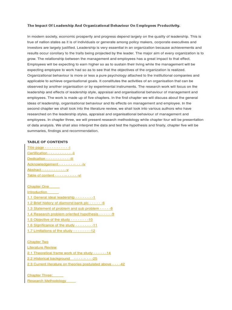 The Impact of Leadership and Organizational Behaviour On Employees ...