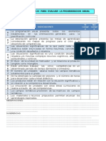 Lista de Cotejo para Evaluar La Programación Anual 2017