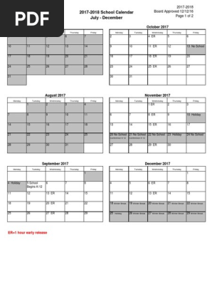 District Calendar 1718 | PDF | Educational Institutions | Holidays