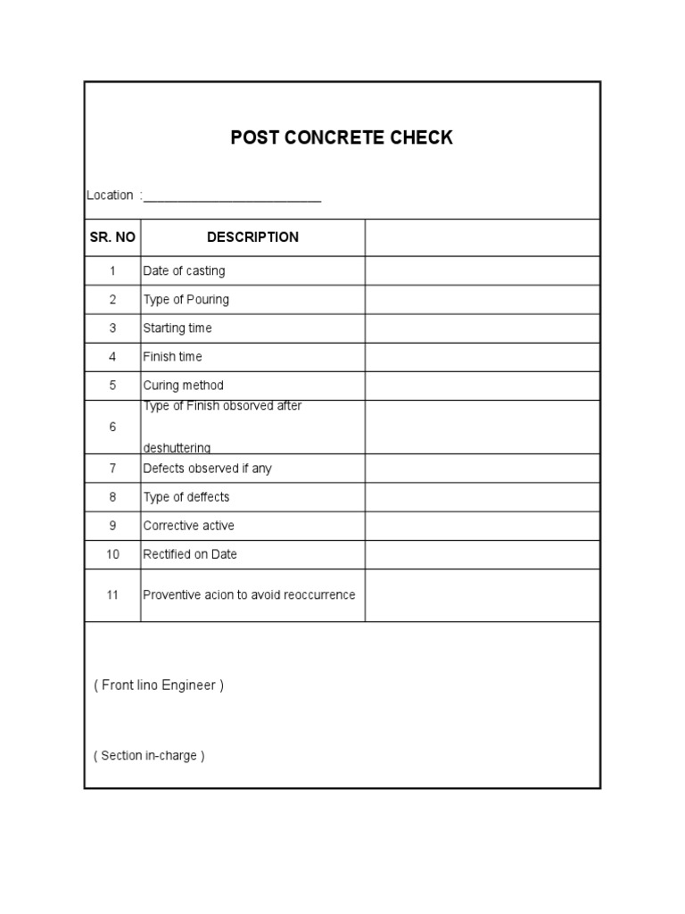Post Concrete Check PDF