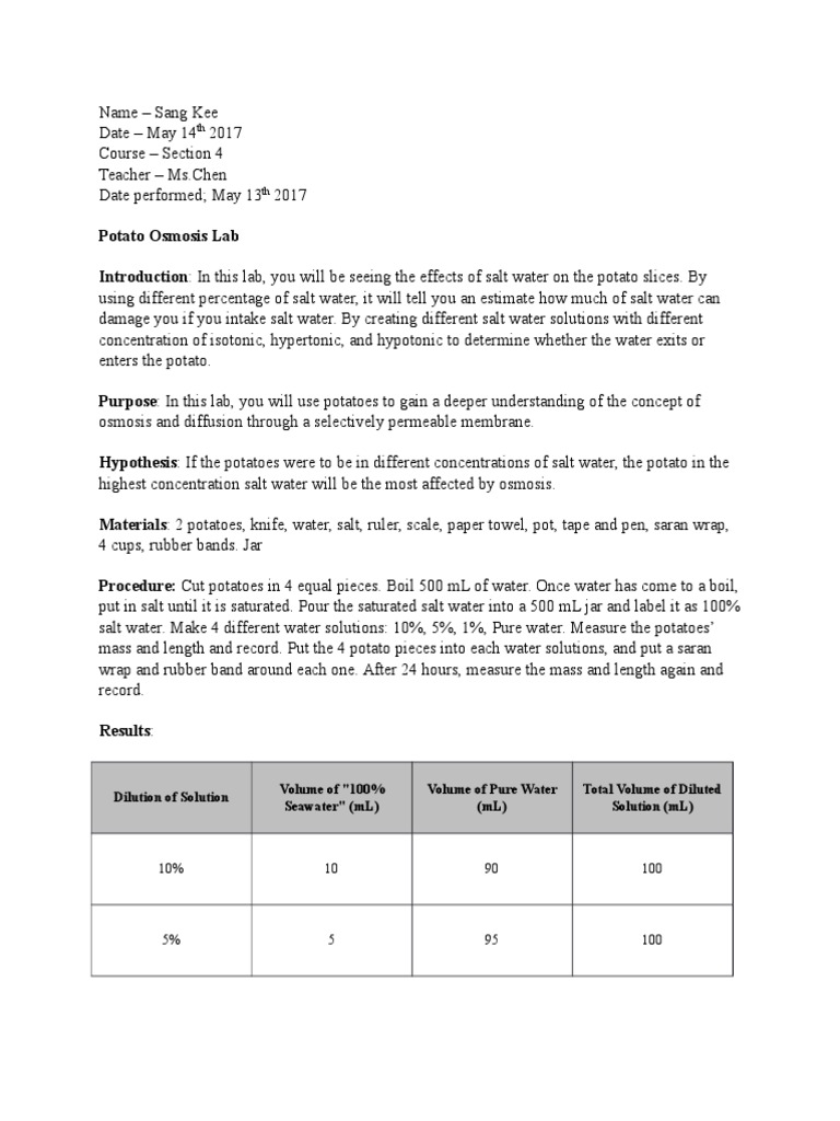 Name Osmosis Physical Sciences