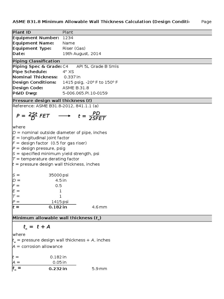 Asme B31 8 Riser Calc Pdf Pipe Fluid Conveyance Plumbing