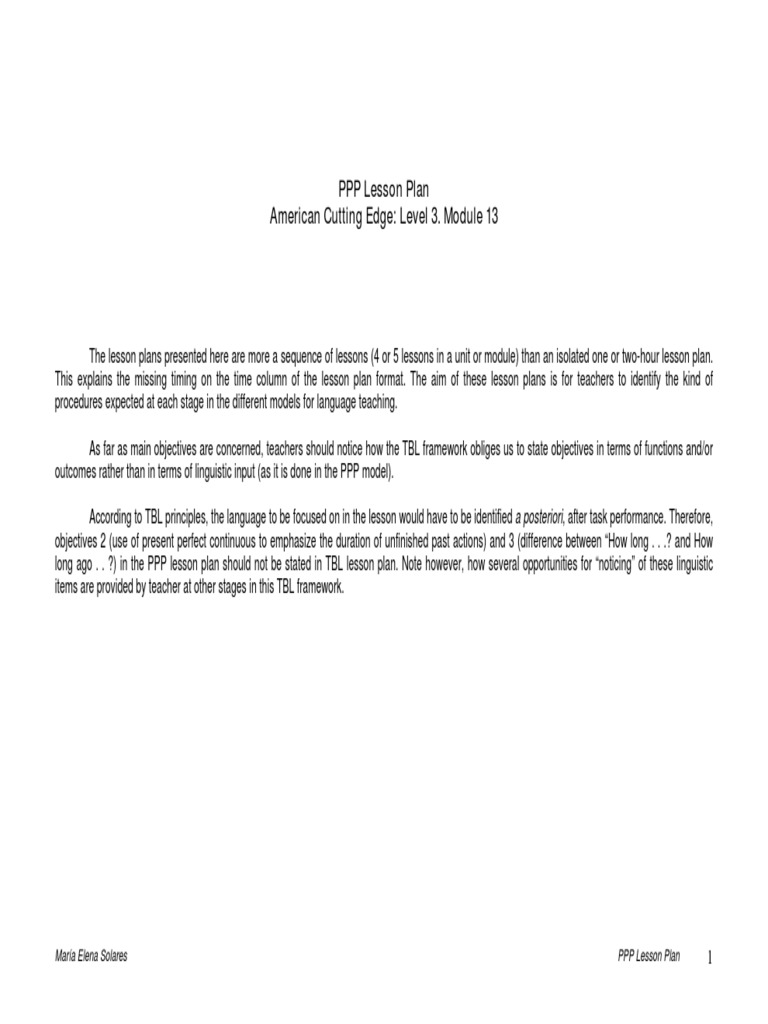 Ppp Lesson Plan On Line Pdf Lesson Plan Reading Comprehension