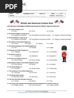 British and American Culture Quiz