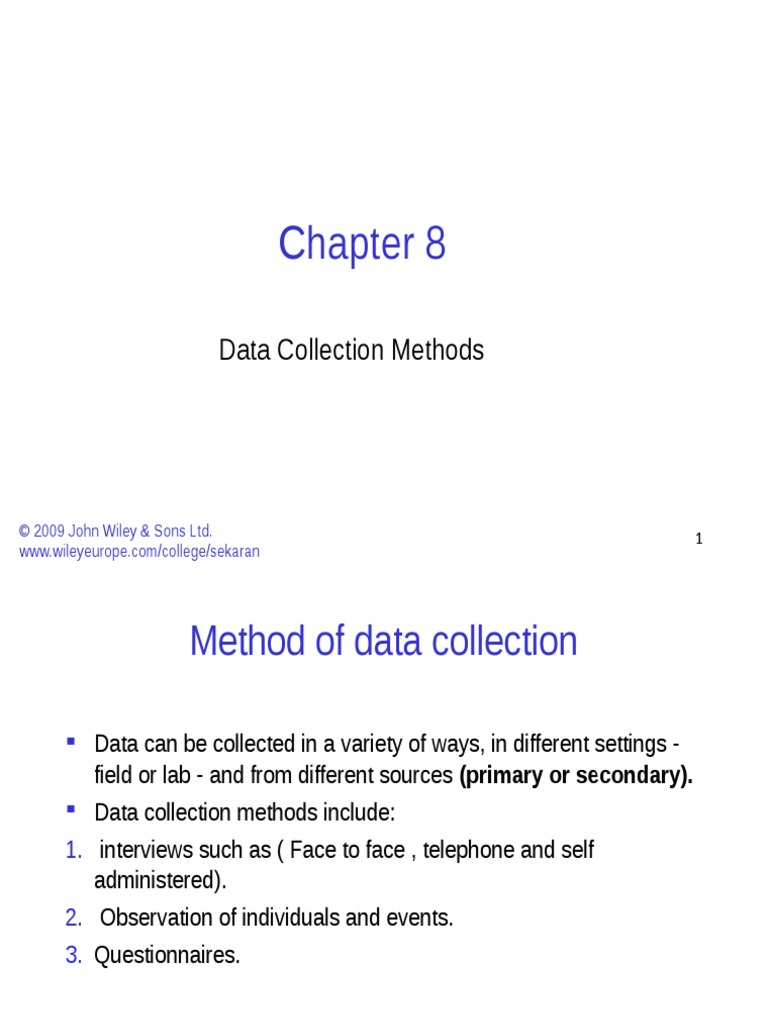 Chapter 8 Data Collection PDF Questionnaire Interview