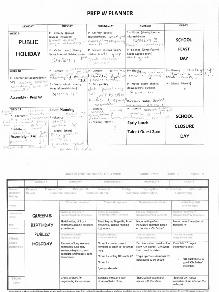 Weekly Prep W Lesson Plan | PDF | Text | Writing
