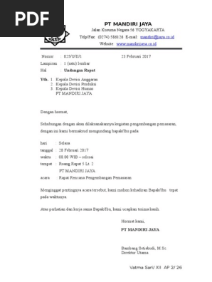 51+ Contoh Undangan Rapat Pt Mandiri Jaya Terbaru