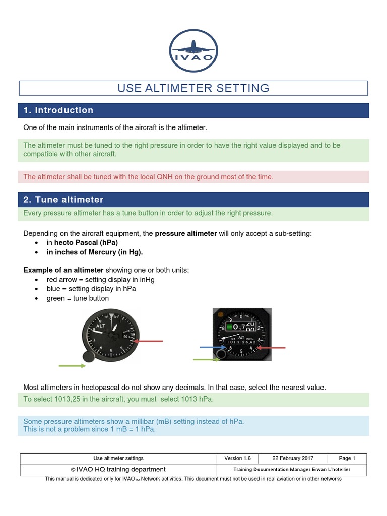 PP Use Altimeter Setting[1] Air Traffic Control Altimeter
