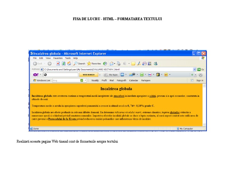 Fisa de Lucru Formatarea Textului | PDF