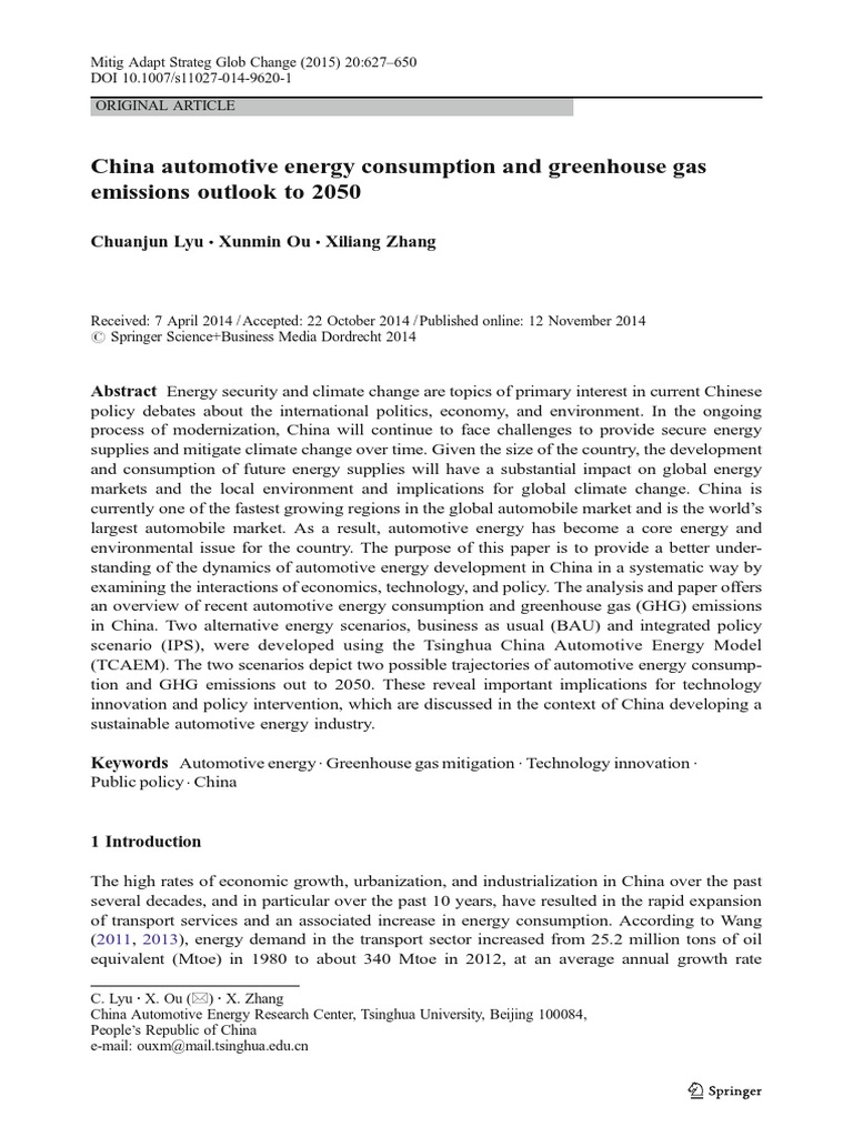 China Automotive Energy Consumption and Greenhouse Gas Emissions ...