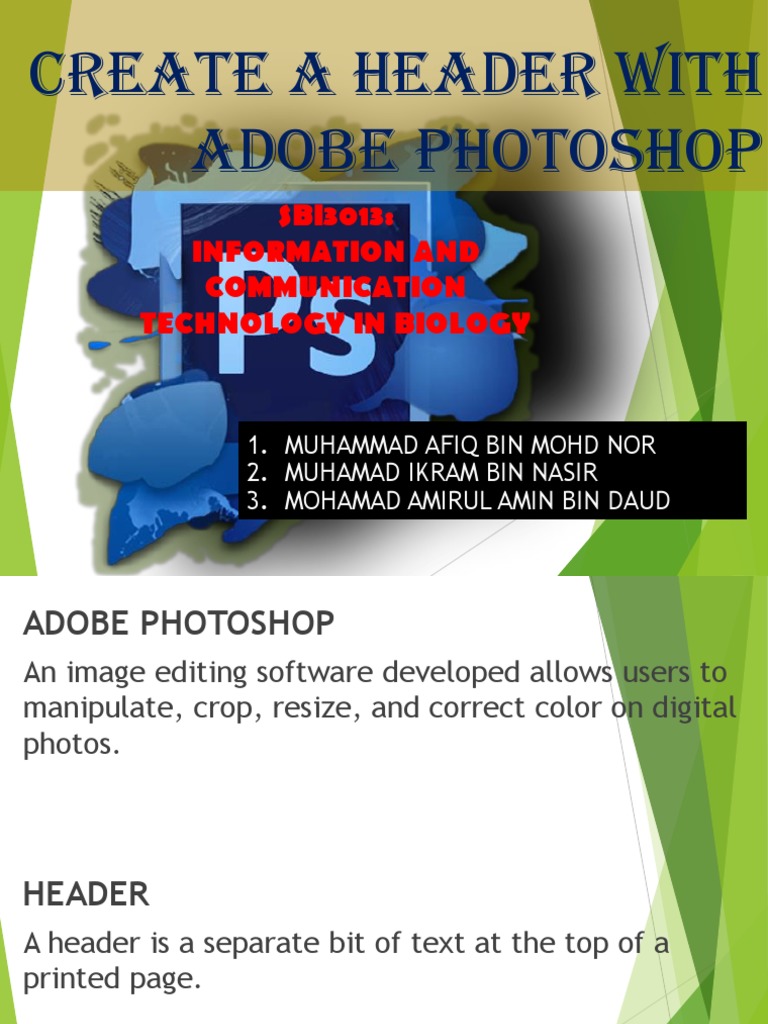 Create a Header in Adobe Photoshop | PDF | Business | Computers