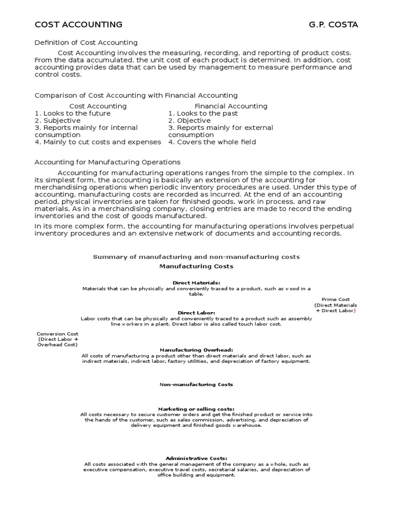 Cost Accounting Journal Entries Guide | PDF | Cost Of Goods Sold ...