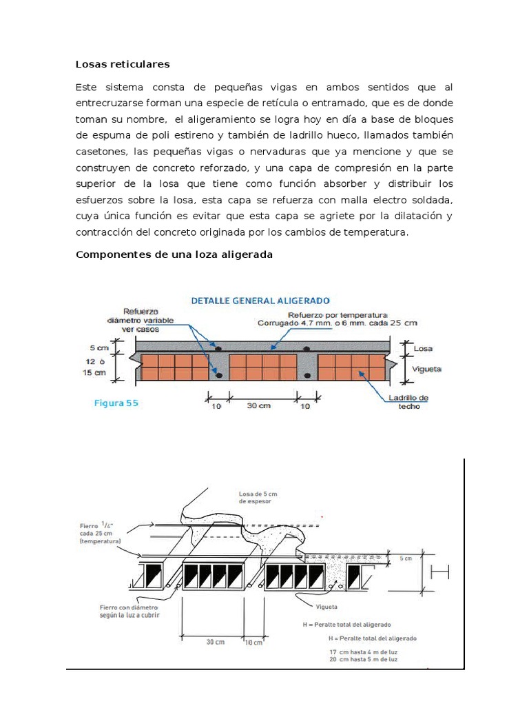Detalles de losas reticulares y aligeradas | PDF | Ladrillo | Hormigón