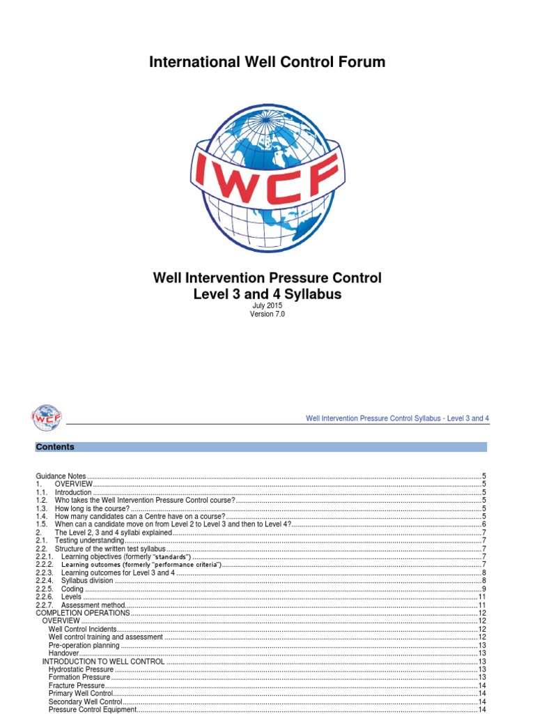 Well Intervention Pressure Control Syllabus | PDF | Chemical ...