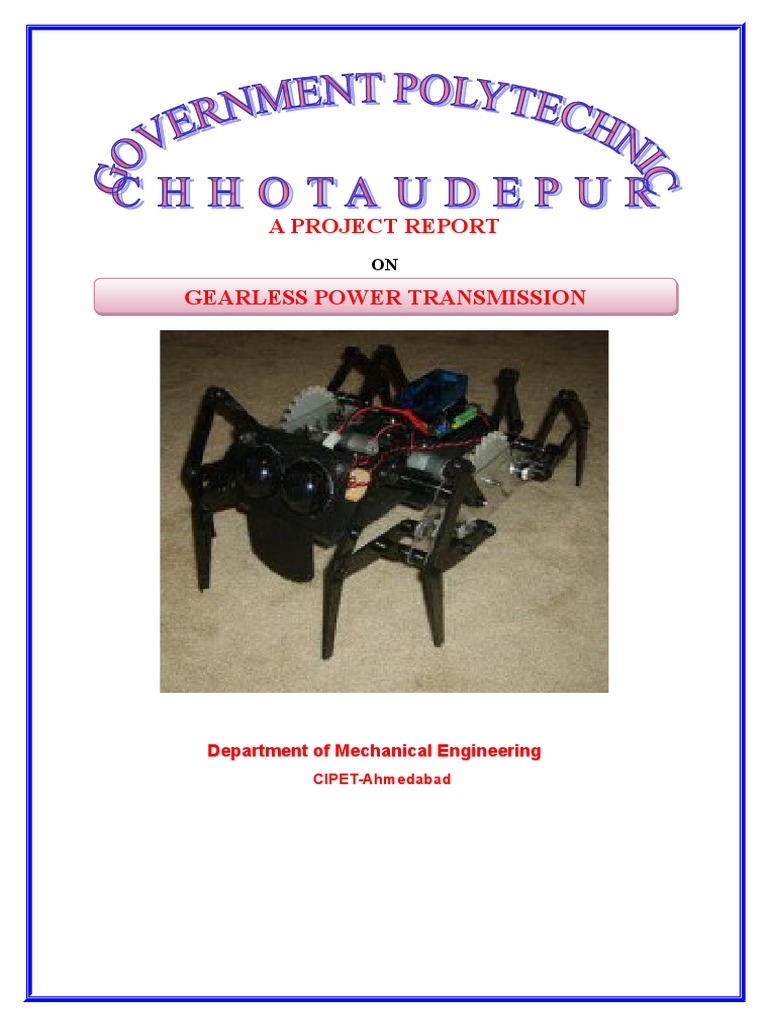 A Project Report Gearless Power Transmission PDF Gear