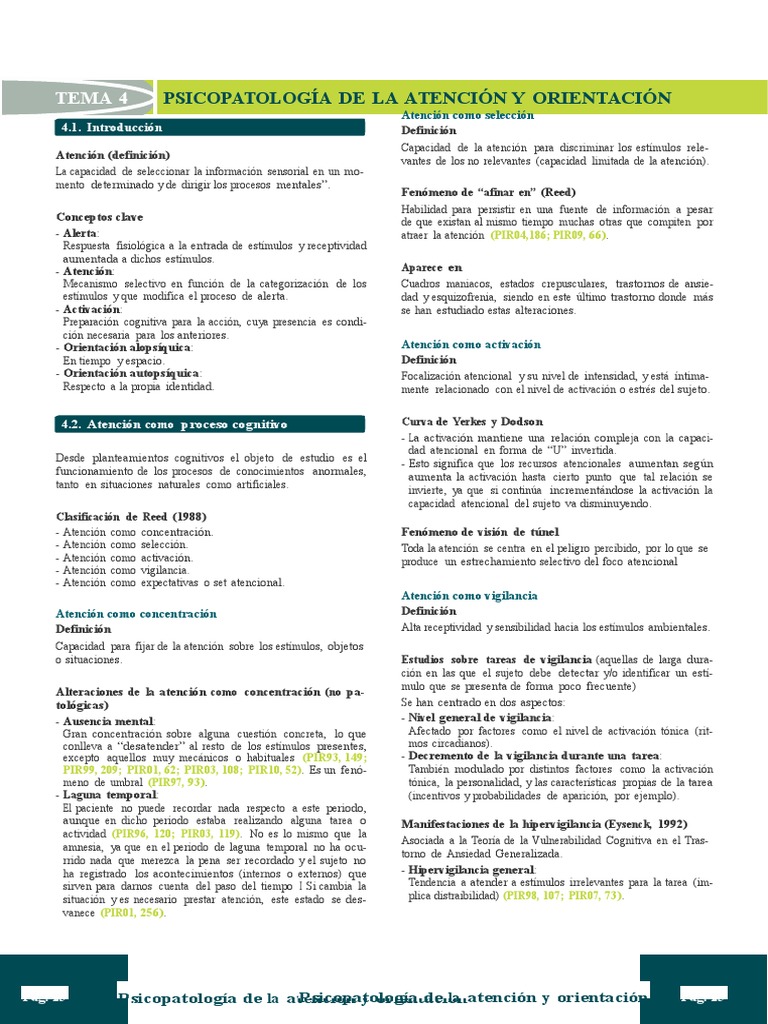 Psicopatología de la Atención y Trastornos | PDF | Atención | Esquizofrenia