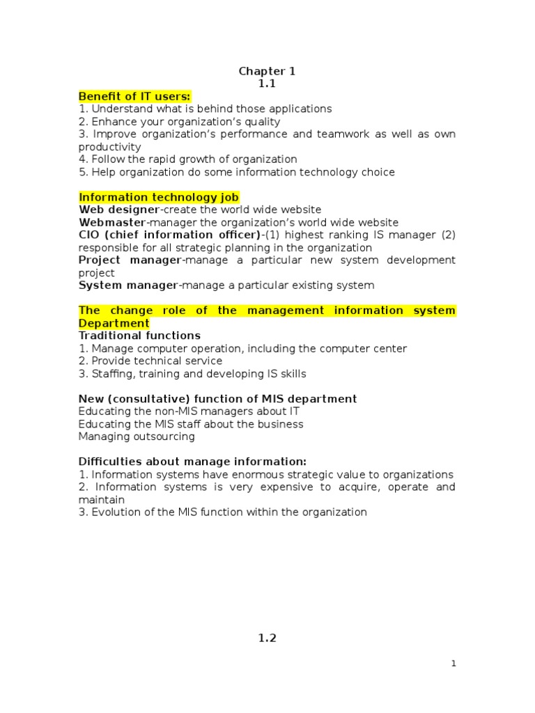 Adms 2511 Chapter 1 Notes | PDF