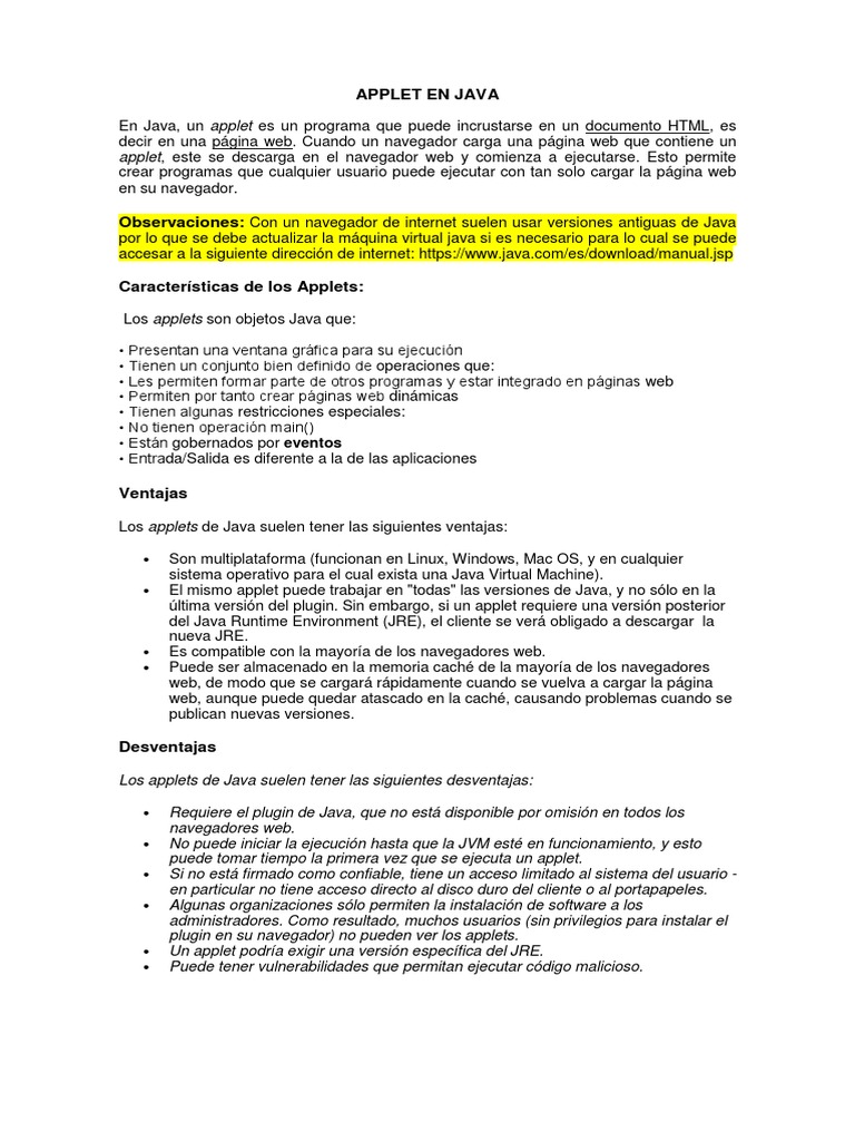 Introducción A Los Applets en Java PDF | PDF | Java (lenguaje de ...