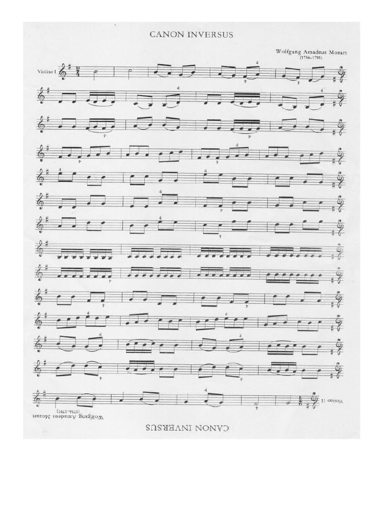 Mozart Canon Inversus | PDF