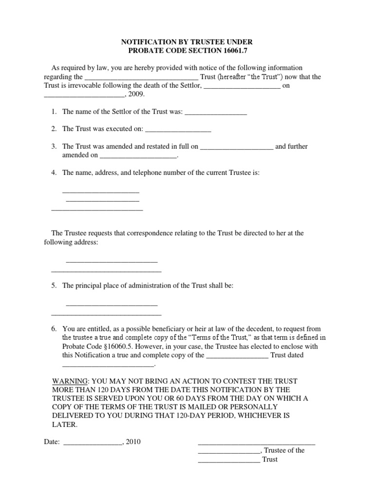 Statutory Notification To Beneficiaries PDF PDF