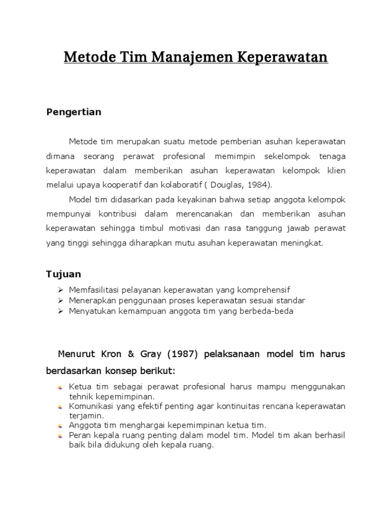 Metode Tim Manajemen Keperawatan | PDF