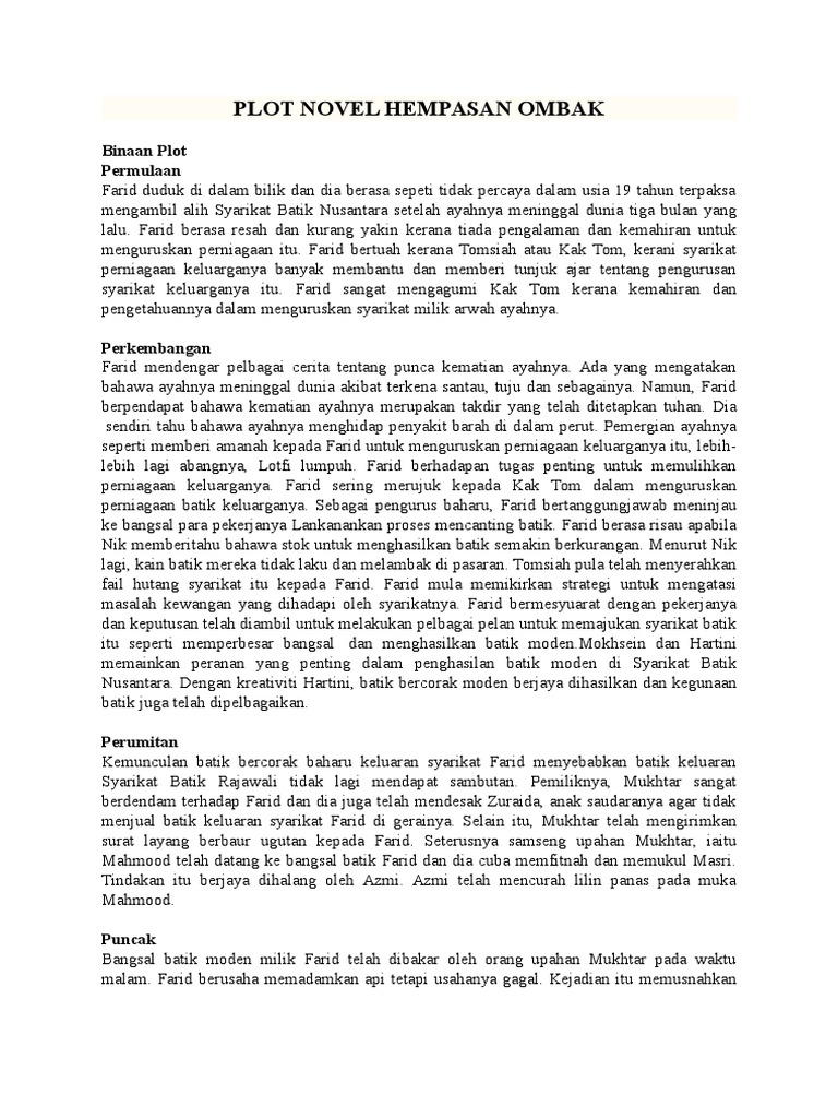 Plot Novel Hempasan Ombak Pdf