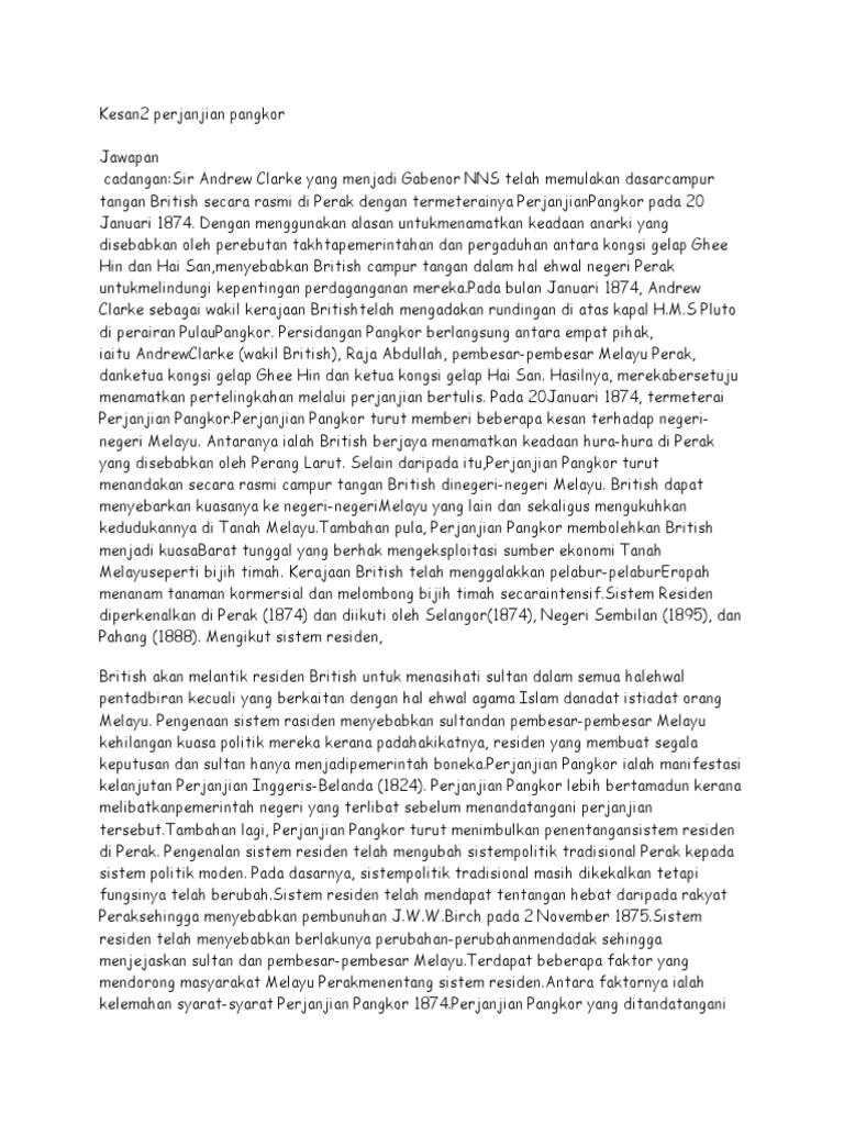 Kesan2 Perjanjian Pangkor Pdf