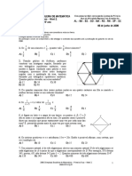 Prova de Matemática da Olimpíada Brasileira Nível 2