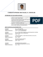 Christopher Michael S. Desear: Summary of Qualifications