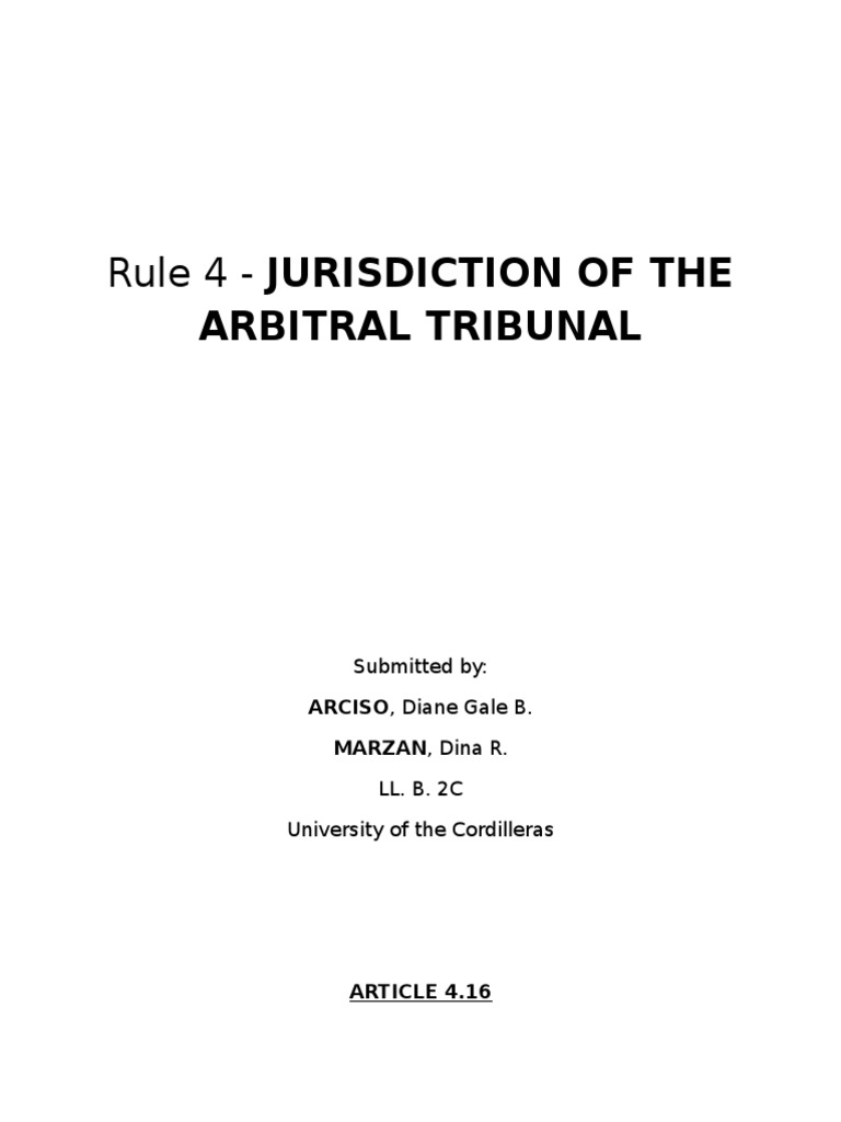 Jurisdiction of Arbitral Tribunal in ADR | PDF | Arbitration | Arbitral ...