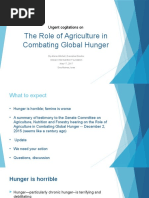 The Role of Agriculture in Combating Global Hunger: Urgent Cogitations On