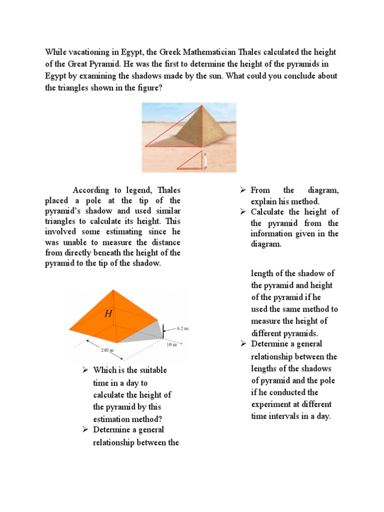 Thales' Shadow Method for Pyramid Height | PDF
