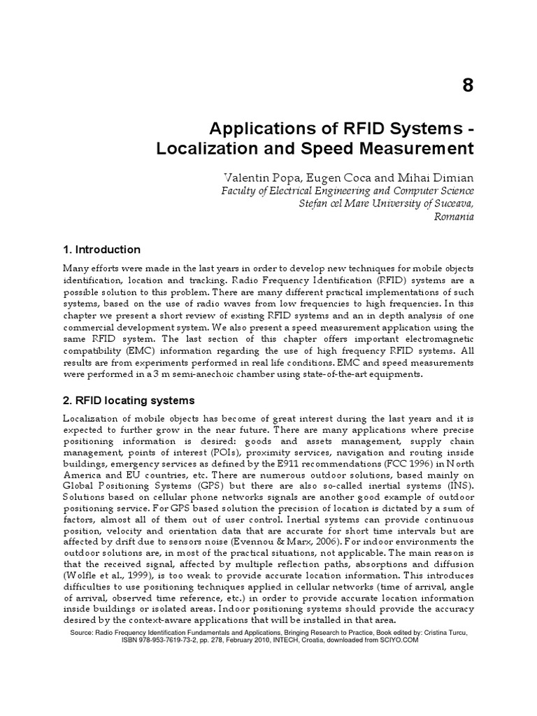 Applications of RFID Systems - Localization and Speed Measurement | PDF ...
