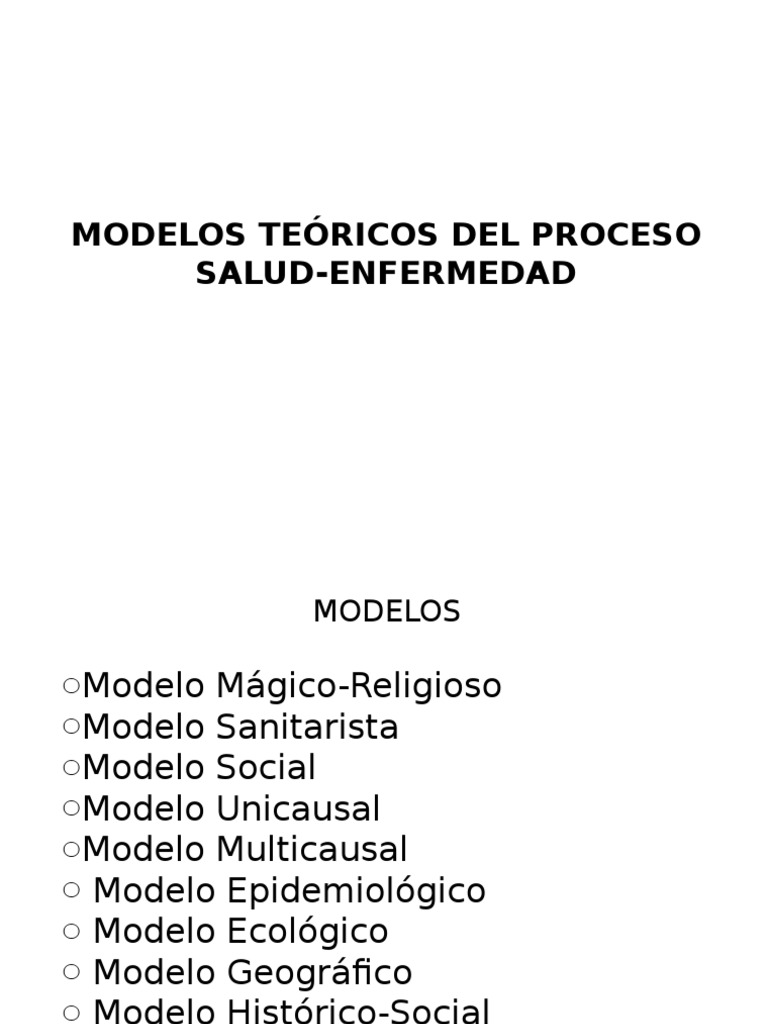 Modelos Teoricos Del Proceso Salud Enfermedad | PDF | Estilo de vida  (sociología) | Ciencias económicas