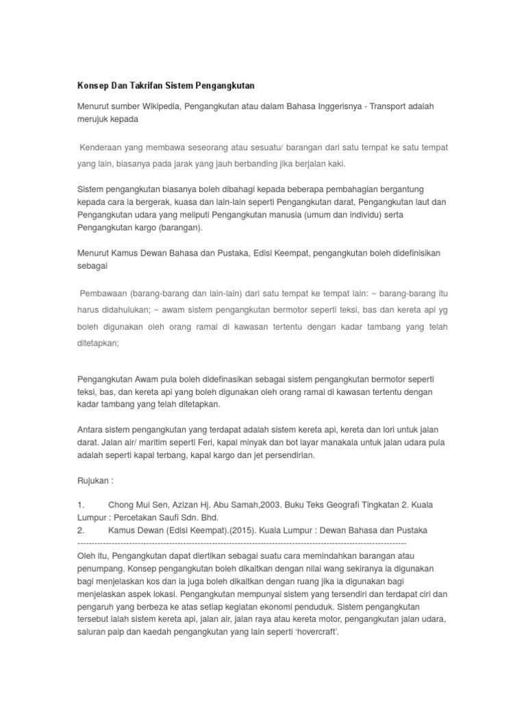 Konsep Dan Takrifan Sistem Pengangkutan  PDF