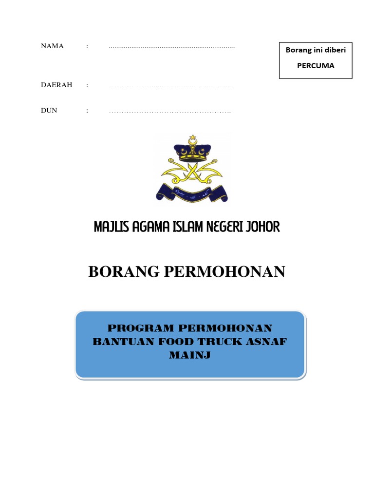 Borang Permohonan Foodtruck Maij