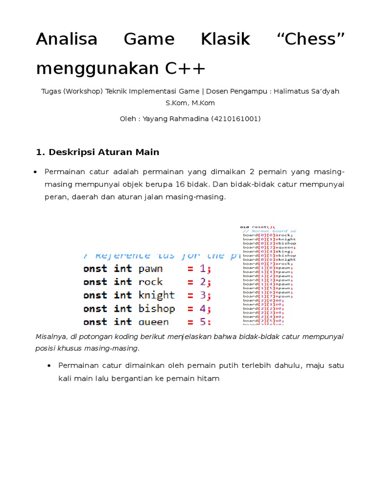 Yayang Rahmadina - Revisi Analisa Game Chess C++ | PDF