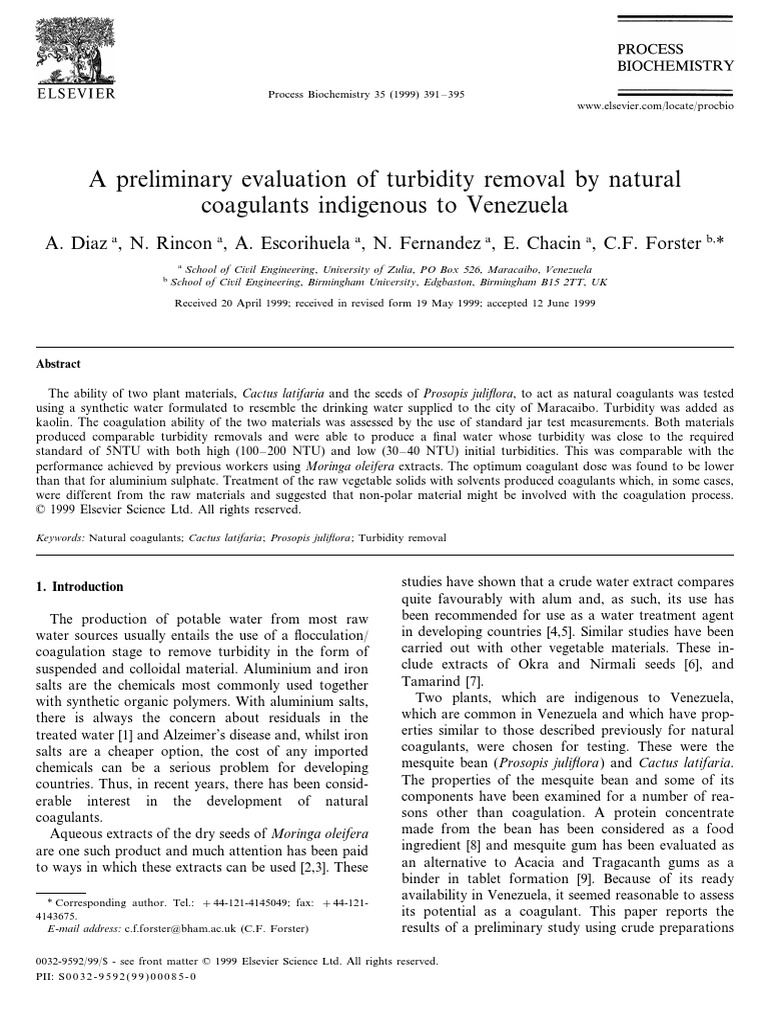 A Preliminary Evaluation of Turbidity Re PDF | PDF | Ph | Alkalinity